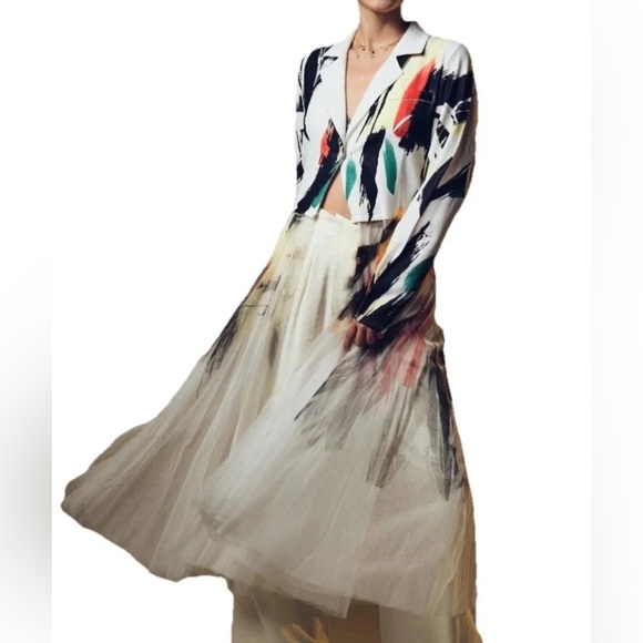 Origami By Vivian Mesh Tulle Layered Multicolored Jacket Dress S - Picture 3 of 16